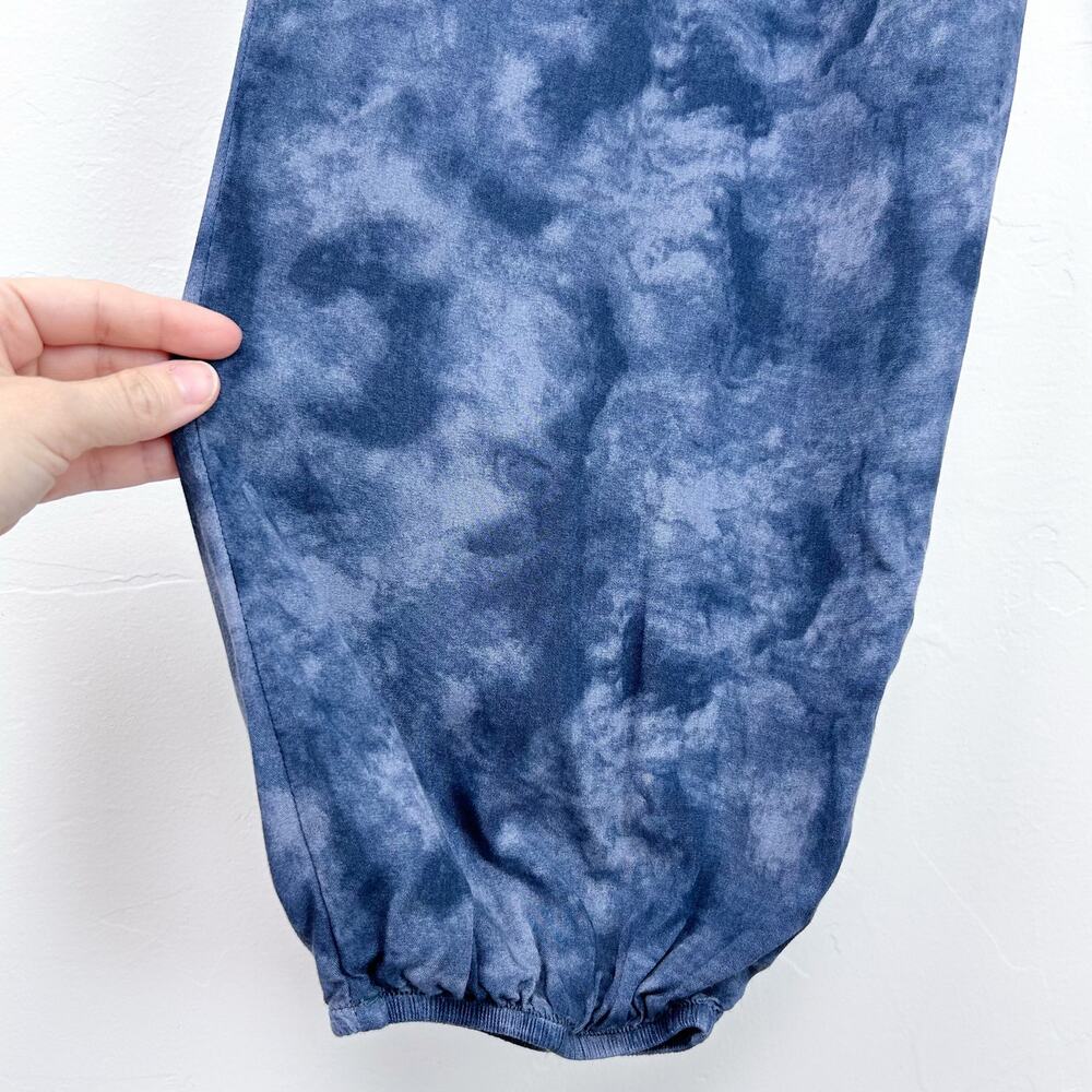 Lotus And Luna Blue Tie-Dye Rayon Wide Leg Smocked Waist Harem Pants MEDIUM - Picture 4 of 9